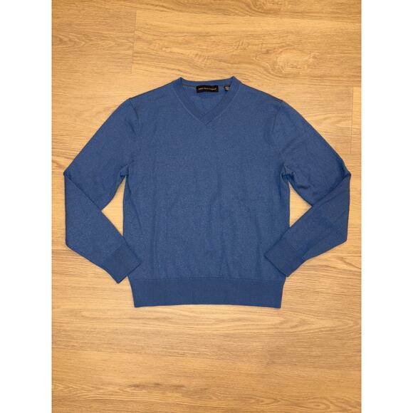 Saks Fifth Avenue blue v neck wool blend sweater womens size medium - Picture 1 of 4